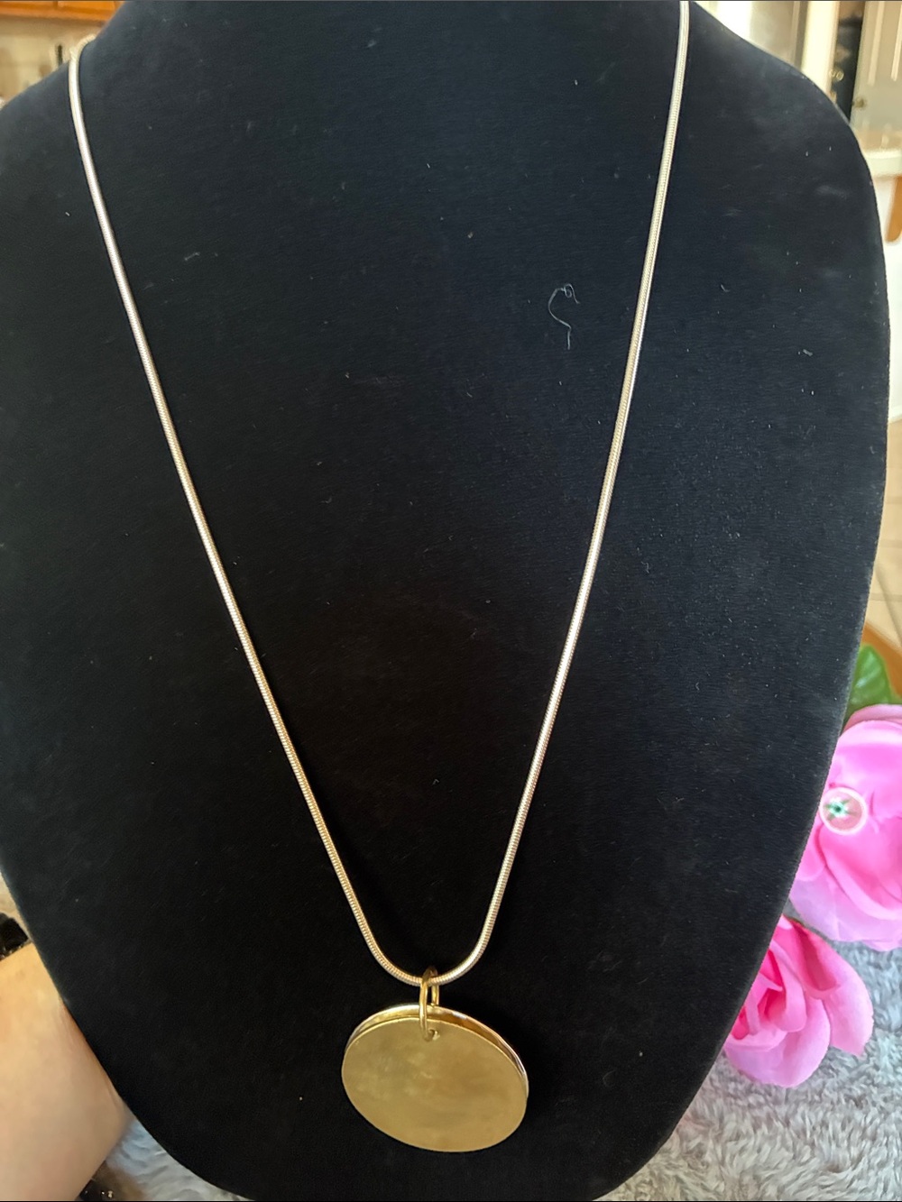 Chico's Gold Disc Pendant Necklace